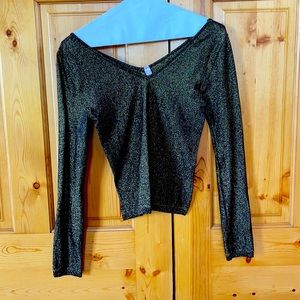 Metallic gold Victoria Secret “V” top.